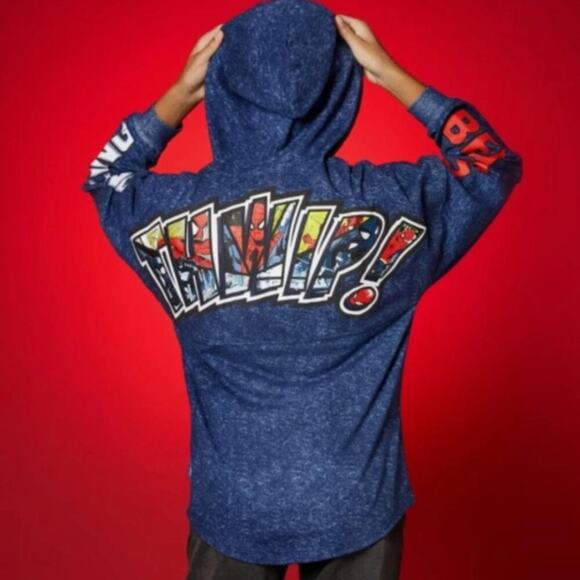 Marvel x Disney Spider-Man 60th Anniversary Spirit Jersey Hoodie S Blue - Picture 2 of 10